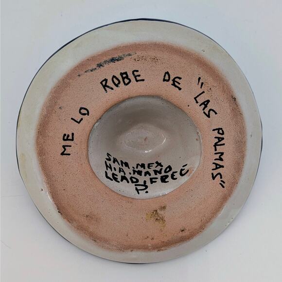 Mexican Sombrero Ashtray Ceramic Hand-Painted Folk Art Talavera Style Hat - Picture 3 of 9